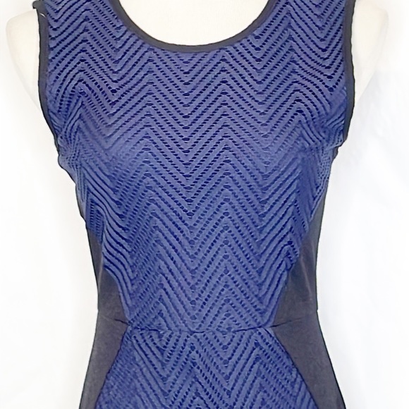 Weston Wear Islington Navy Blue Knit Pencil Dress with Lace Front (S) - Picture 4 of 11